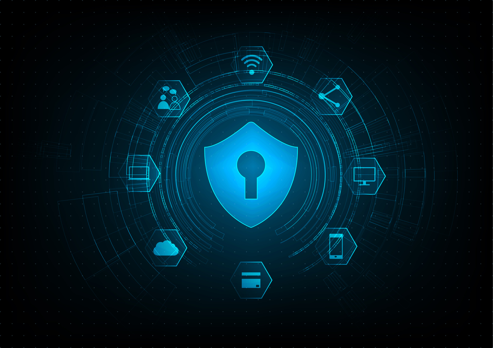 Internet security online concept: Padlock With Keyhole icon in . personal data security Illustrates cyber data security or information privacy idea. Blue abstract hi speed internet technology.